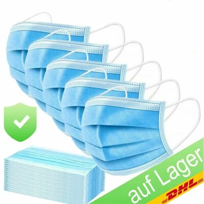 MIN-DA Mundschutz Maske 3-Lagig 50 Stk. Gesichtmasken Atem Spuck Schutz Filter Masken