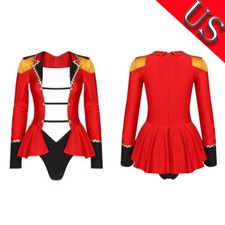 Womens Ringleader Costume Bodysuit Cosplay Circus Tailcoat Jacket Fancy Dress