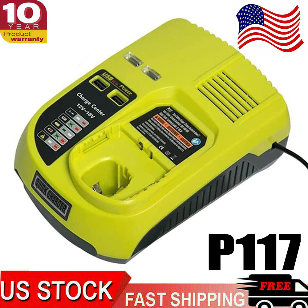 P117 Battery Charger For RYOBI 18V High Capacity 18Volt Lithium-Ion P108 P106 US