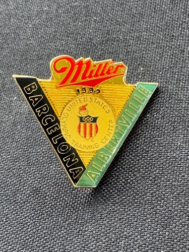Vintage 1992 MILLER Olympic Enamled Pin Barcelona-Albertville Training Center - Picture 2 of 3