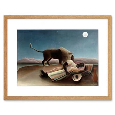 Painting Lion Henri Rousseau La Zingara Addormentata Framed Art Print 12x16 Inch