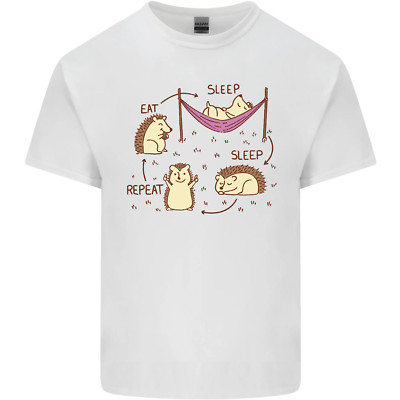 Lustiges, Igel essen schlafen wiederholen Liebhaber Herren Baumwolle T-Shirt Tee Oberteil