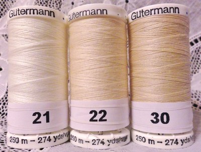 3 NEW cream beige GUTERMANN 100% polyester Sew-all thread 274 yards each Spool 