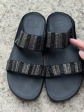 Fitflop Flare Strobe Slide Black, Gold  Silver crystals wedge sandals 9 / 41