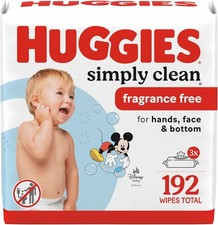 Huggies Simply Clean Fragrance-Free Baby Wipes 3 Flip-Top Packs 192 Wipes Total 