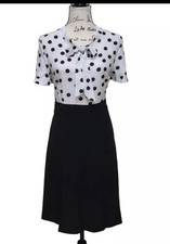 NWT Pinup Retro Vintage 1940s 1950s Rockabilly Bow Tie Polka Dot Dress L