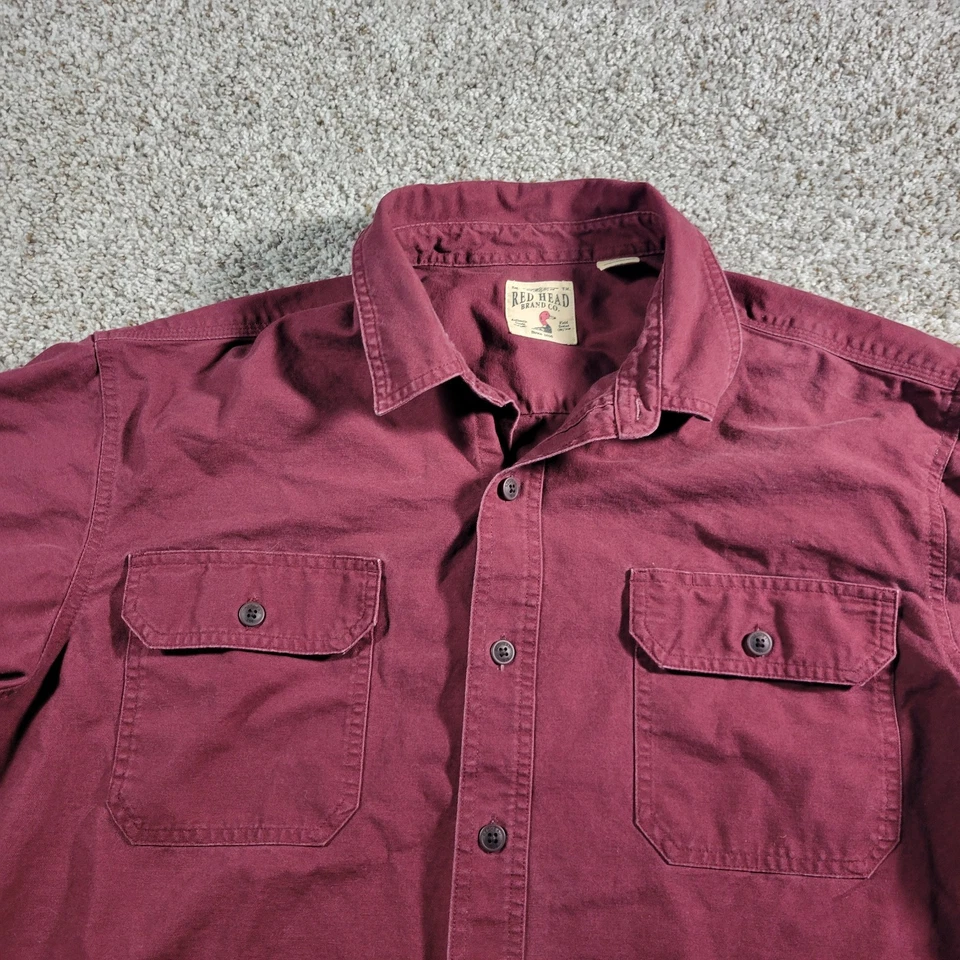 Redhead Shirt Mens 2XL Red Long Sleeve Button Up Canvas Camp Outdoors  - Image 3 of 4