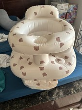 Portable Inflatable Infant Baby Seat/Bouncer Chair, White Brown Bear Print