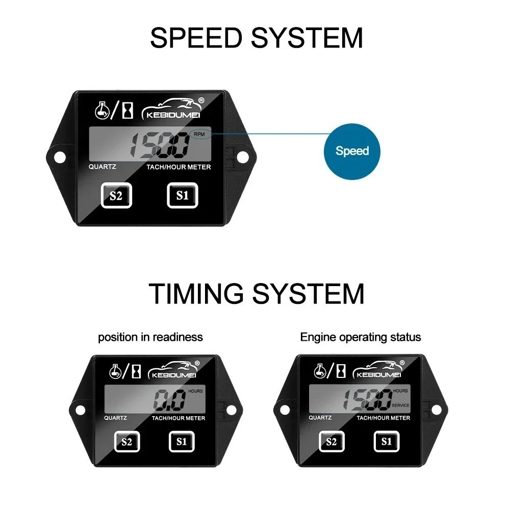 Tacómetro Inductivo Medidor Motor RPM Medidor Motor Tacómetro Medidor de Hora Digital