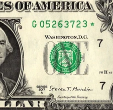 2017 G Star note Fancy Serial Number Regular Run