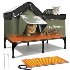 Heated Outdoor Cat House Weatherproof Insulated Winter Shelter Elevated