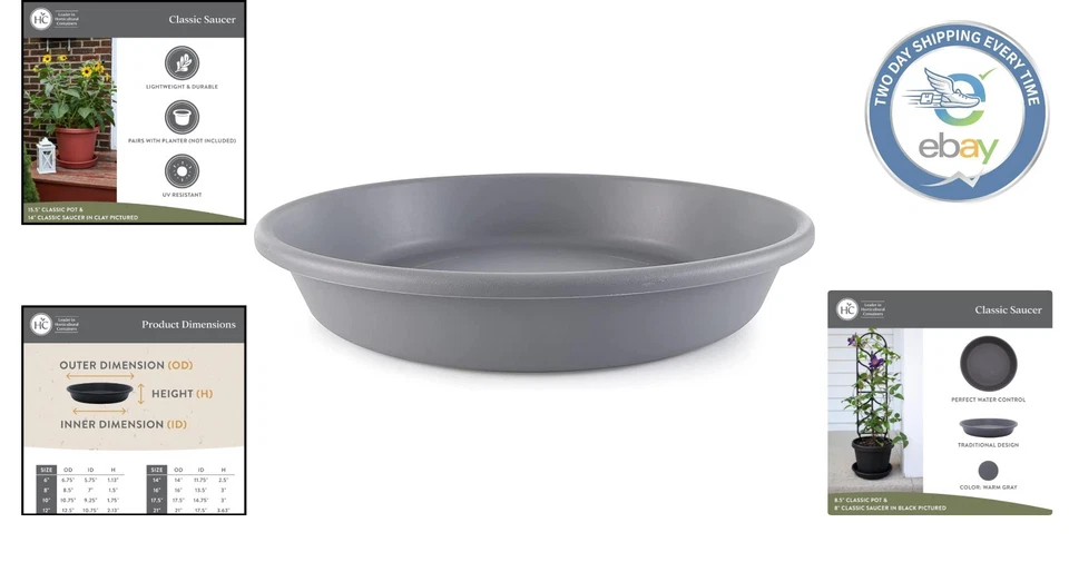 Elegante platillo tradicional para plantas de 16 pulgadas - Control óptimo del agua para tu jardín Foto 2 de 4