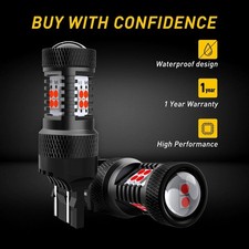 Aux 7443 7440 Led Red Strobe Flash Brake Stop Tail Parking Light Bulbs Canbus E