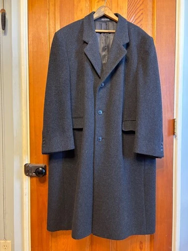 Vintage Roberto Vasalli Men's Charcoal Gray Cashmere Blend Overcoat XL video thumbnail