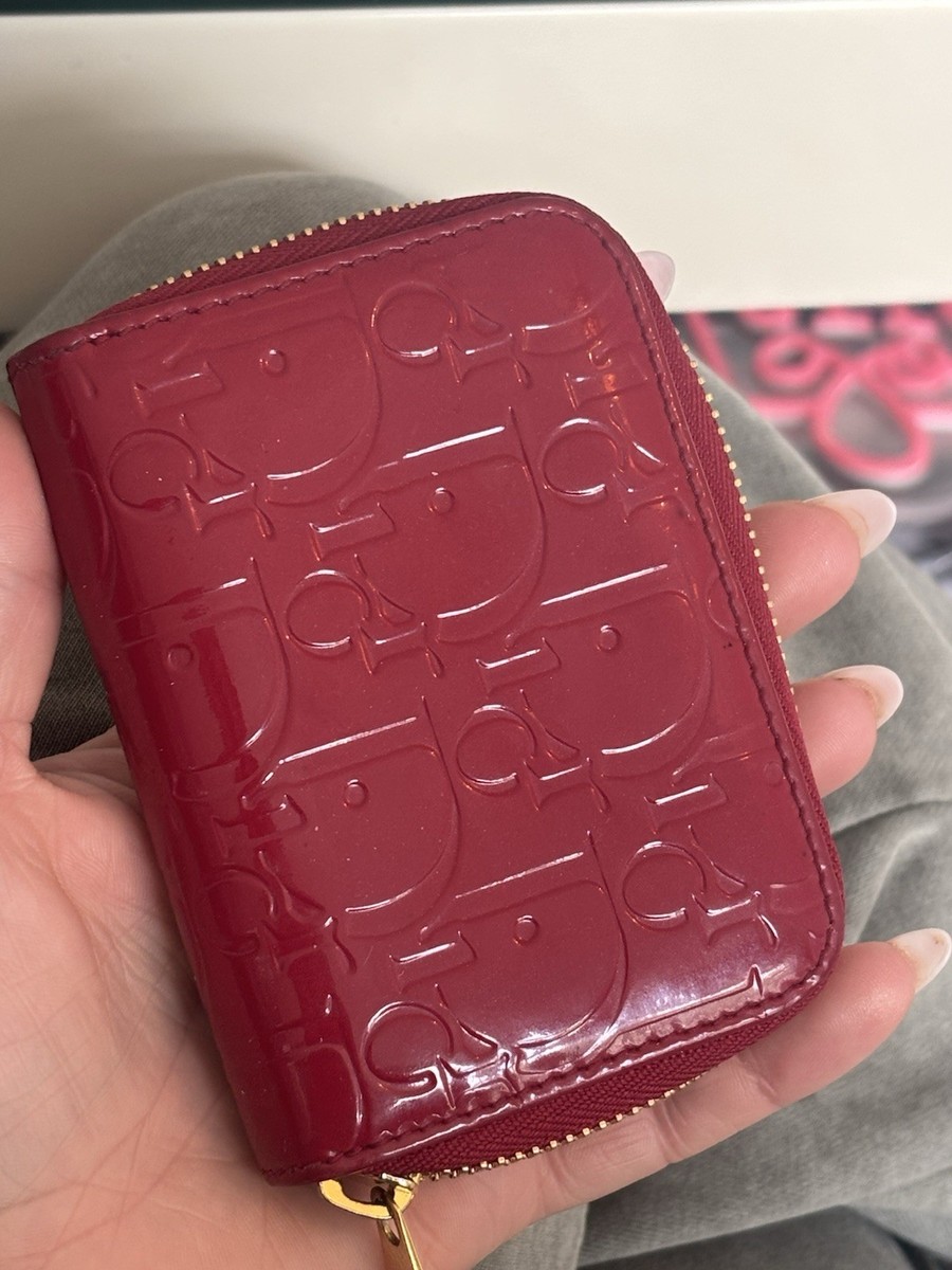 即発送【DIOR】ディオール★RED PATENT LADY WALLET【ランクAB】 Christian Dior Women's Red Patent Credit Card Zip Wallet