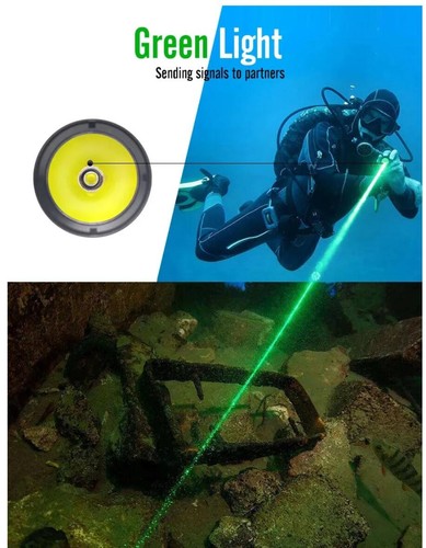 Professional Scuba Diving Light White & Green Laser 2 in 1 Underwater Flashlight - Picture 3 of 13
