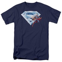 Dc Comics - Superman - Superman & Kristall Logo - Herren Unisex T-Shirt - Blau