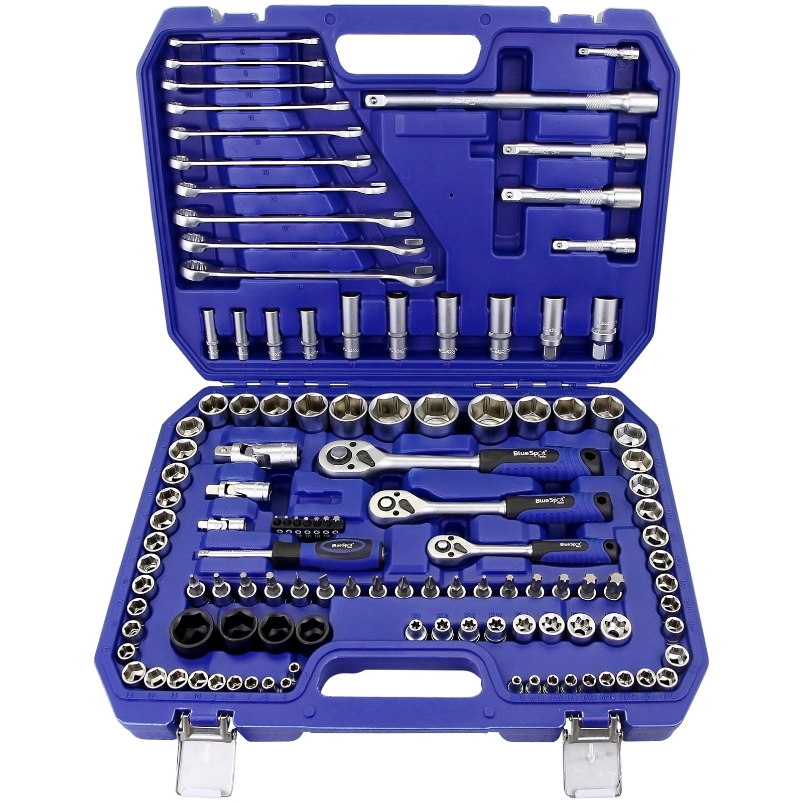 BlueSpot Tools 1/2in, 3/8in & 1/4in Metric Socket Set, 120 Piece