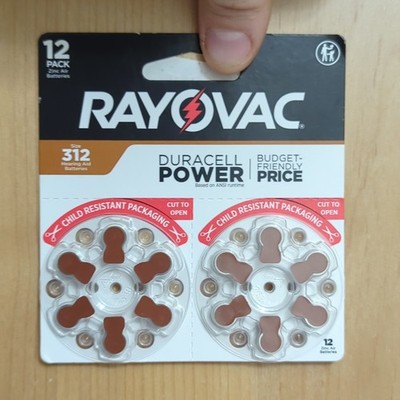 Rayovac Size 312 (Brown) Zinc-Air Hearing Aid Batteries 12 Pack 1.45V MPN