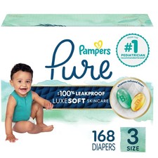 Pampers Pure Baby Diapers, Size 3 16-28 lbs , 168