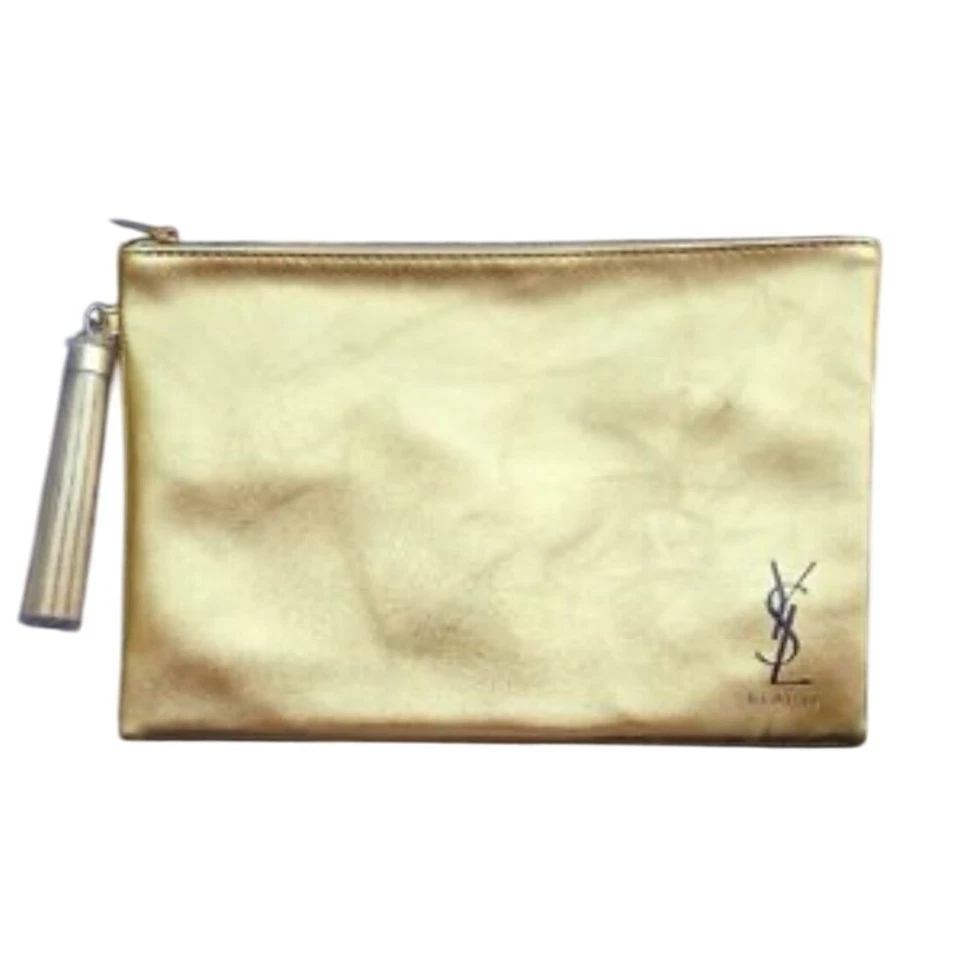 Bolso sin asas dorado YSL con borla nuevo estuche de cosméticos Foto 4 de 4