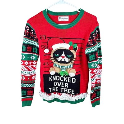 Ugly Christmas Sweater Grumpy Cat Adult Size S Holiday Pullover