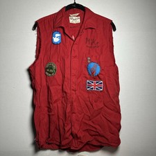 Vintage King Louie Bowling Shirt Rite Roll Collar Red Customized patches Hippie