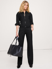 Banana Republic 6 Mid-Rise Straight Italian Flannel Pant Black 826928 RT 150