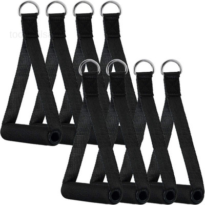 8 Pcs Gym Exercise Handles Replacement Cable Machine Attachments Black