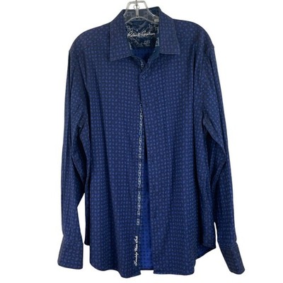 Robert Graham Blue Classic Fit Button Down Men's Shirt Size XL 100% Cotton