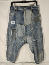 Vintage RARE Paficic Blue Surf Patchwork Pants Jeans Hawaiian Parachute Surfer