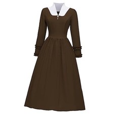 Colonial Dress for Women Pioneer Costume Modest Prairie X-Large Coffee