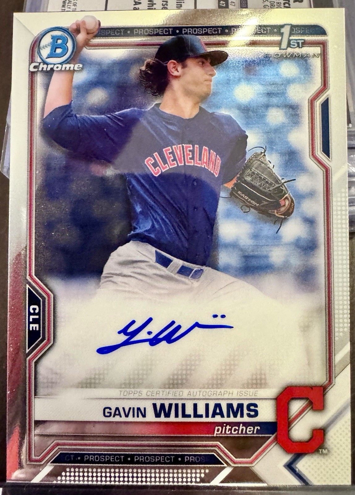 2021 1st Bowman Chrome Rookie Gavin Williams Auto Cleveland Guardians CDA-GW