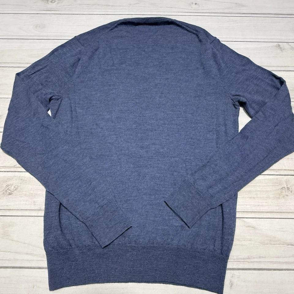 Suéter Saks Fifth Avenue Para Hombre M Azul 100% Lana Merino Cuello en V Manga Larga Foto 4 de 4