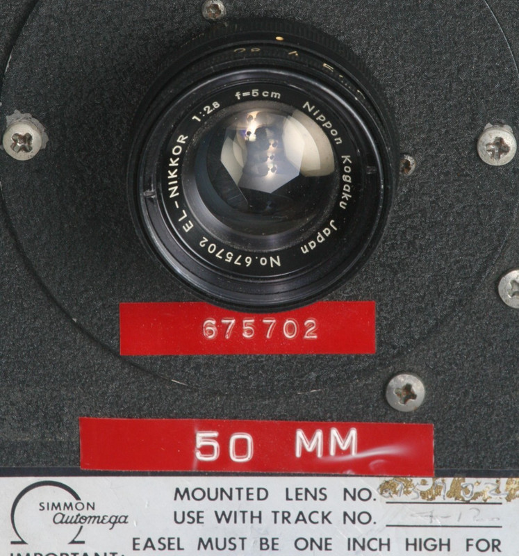 EL-NIKKOR 1 ; 2.8F=5CM 50mm NIPPON KOGAKU JAPAN enlarging lens mounted.