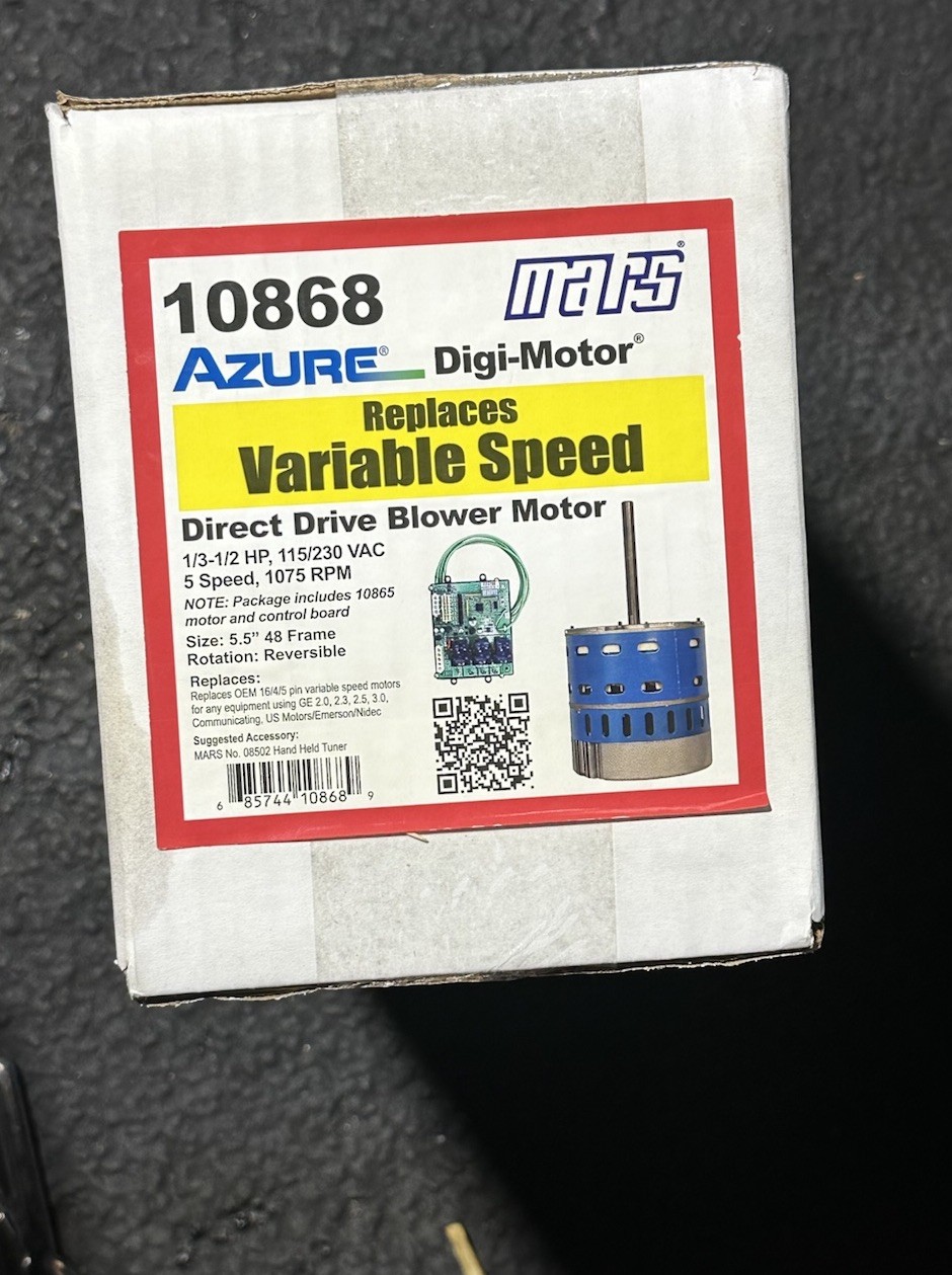 Mars 10868, Azure Digi-Motor Direct Drive Blower Motor & Board HVAC 1/3 - 1/2HP