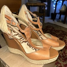 Sam Edelman Espadrilles Katarina Brown Leather Wedge size 7M
