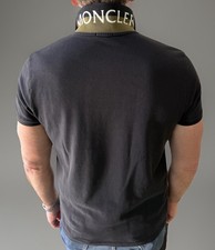 Moncler Logo Collar Polo Shirt Black Size L Slim Fit Men  s Short Sleeve  NICE 