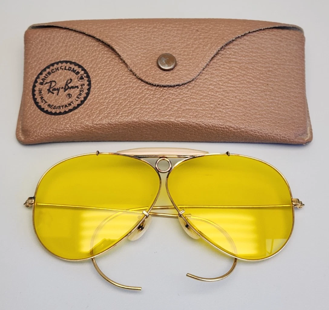 70s Ray-Ban Kalichrome Yellow Bullet Hole Shooter Sunglasses 1/10