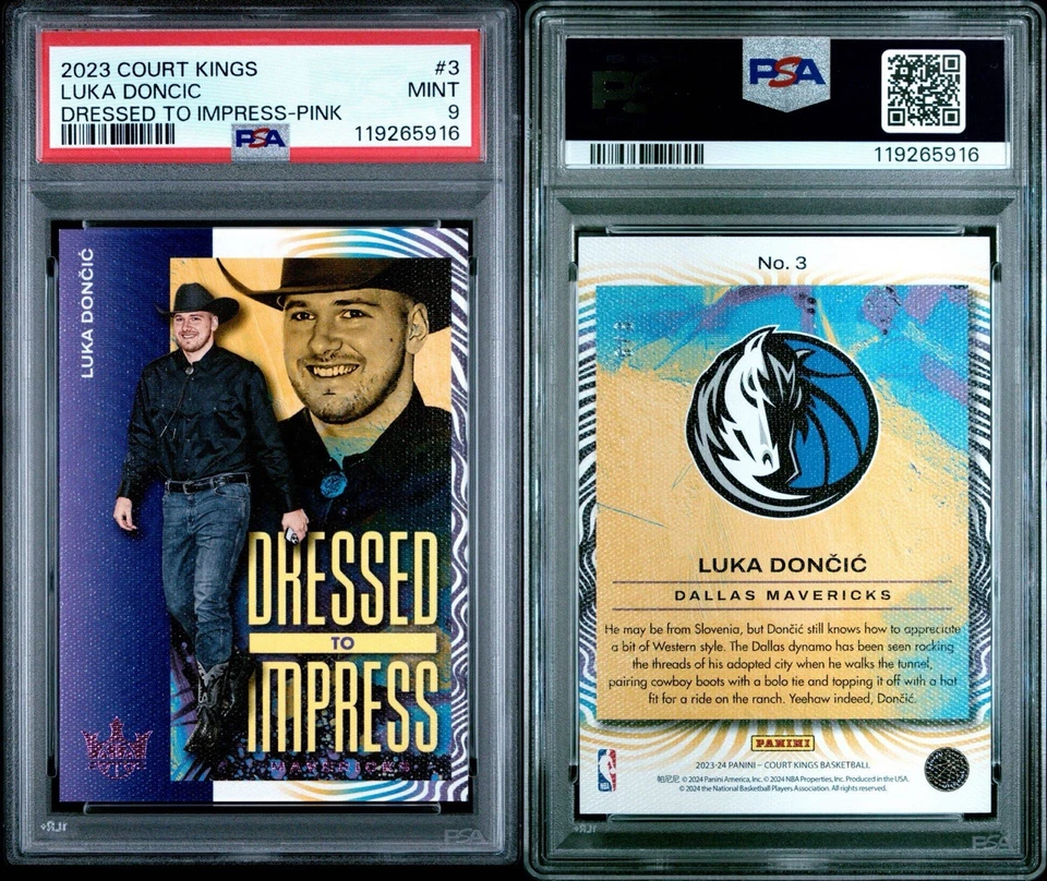 2023 Court Kings Luka Doncic Dressed To Impress PINK /8 PSA 9 - Image 3 of 3
