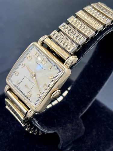 VERY NICE FANCY VINTAGE 1940s HAMILTON WHITE DIAL MANUAL WIND WATCH SERVICE 747 - Picture 2 of 13