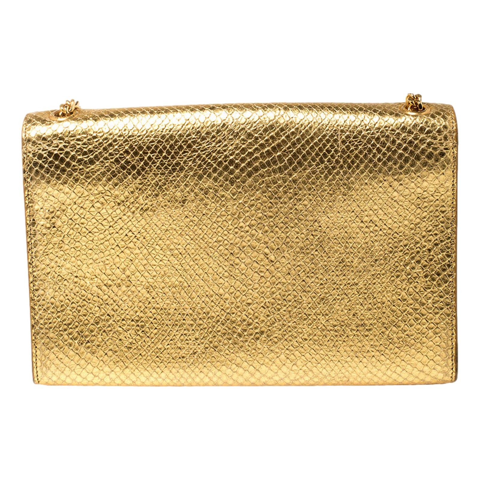 Borsa a tracolla Saint Laurent Kate classica patta oro pelle pitone catena