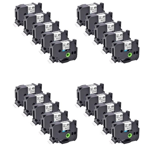 20x Compatible Brother HSe-251 Cartouche 23.6mm gaine thermorétractable blanc