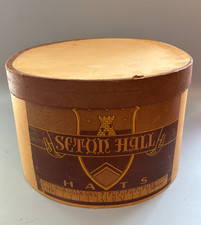 Vintage Seton Hall Hats Cardboard Hat Box Tan Natural Straw Fedora Storage Box