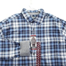 NEW Eddie Bauer Bristol Flannel Shirt Mens XL Blue Plaid Button Front Flip Cuff