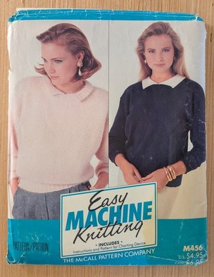 Easy Machine Knitting M456 Women's Pullover Sweater with Collar Pattern One Size