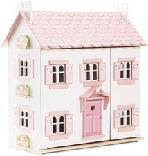 LE TOY VAN SOPHIE'S WOODEN DOLLS HOUSE PINK & WHITE NEW VERSION