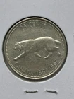 1967 Canada Silver Quarter 25 Cents Bobcat Centennial .800 Fine Coin XF