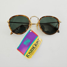 NWT Vintage Deadstock Foster Grant Tortoise Shell Wire Framed Round Sunglasses