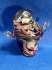 ART GLASS SCULPTURE DECOR  RED BLACK WHITE MARBLED SWIRL GHOST 4" BY 3 1/2" — photo 4